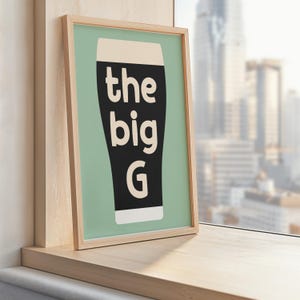 The big G poster, unique wall art, modern home decor, framed print, trendy artwork, fun gift idea, minimalist design, home office decoration