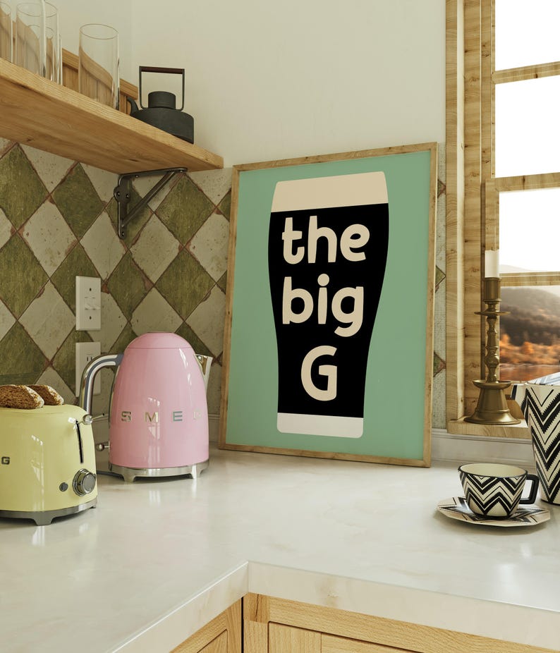 Guinness Print | The Big G Poster | Stout Lover Gift | Gift for Beer Lovers | Funny Irish Pub Wall Art | Guinness-Inspired Beer Print image 1