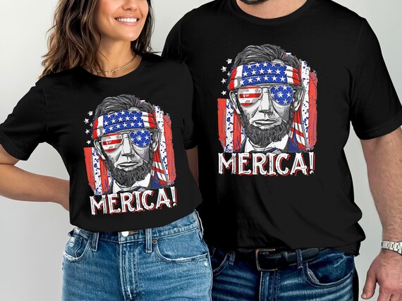 Merica Abraham Lincoln American Flag Sunglasses T-Shirt Merica Abraham Lincoln American Flag Sunglasses T-Shirt