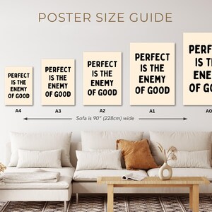 Perfect is the Enemy of Good Poster, Motivational Wall Art, Inspirational Quote Print, Minimalist Home Decor, Office Wall Art