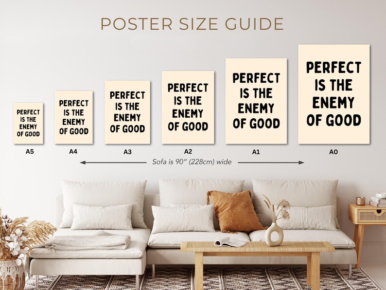 Perfect is the Enemy of Good Poster, Motivational Wall Art, Inspirational Quote Print, Minimalist Home Decor, Office Wall Art