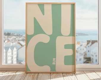 Netter Penner Poster | Schöner Bum Print | Lustige Badezimmer Wand Kunst | Minimalistisches Typografie-Poster | Witzige Wohnkultur | Grün & Beige