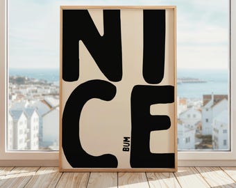 Netter Penner Poster | Schöner Bum Print | Lustige Badezimmer Wand Kunst | Minimalistisches Typografie-Poster | Witzige Wohnkultur | Beige & Schwarz