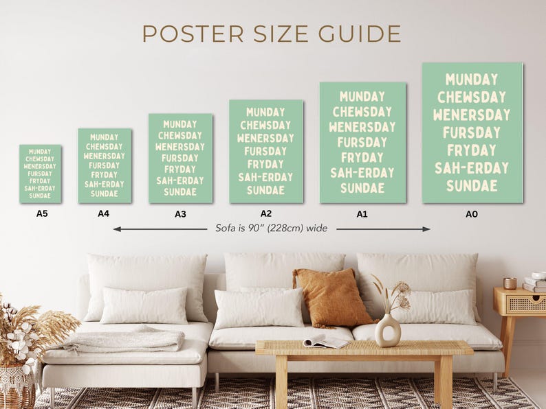 Days of the Week Wall Art | Humorous Weekly Names Poster | Matte or ...