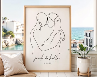 Personalised Couples Print | Personalised Minimalist Couple Line Art Poster | Personalized Wedding Poster | Couple Anniversary Gift