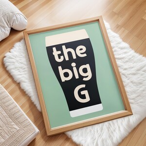 Wall art print, the big G poster decor, beer lovers gift, trendy bar sign, framed art for home, pub decoration, cool beer painting