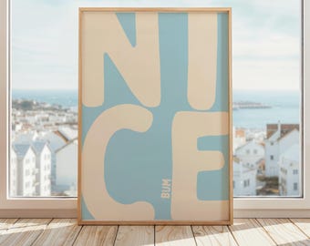 Netter Penner Poster | Schöner Bum Print | Lustige Badezimmer Wand Kunst | Minimalistisches Typografie-Poster | Witzige Wohnkultur | Beige & Blau