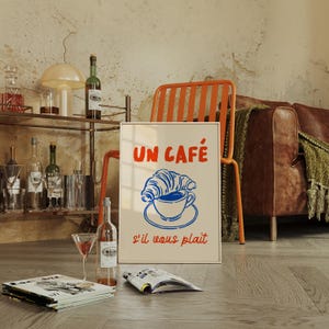 French Cafe Wall Art, Vintage Coffee Print, Retro Kitchen Decor, French Bistro Poster, Parisian Cafe Aesthetic, Art for Coffee Lovers