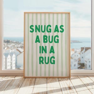 Snug As A Bug In A Rug Wall Art | Nursery Decor Poster | Cute Kids Room Prints | Playroom Wall Decor