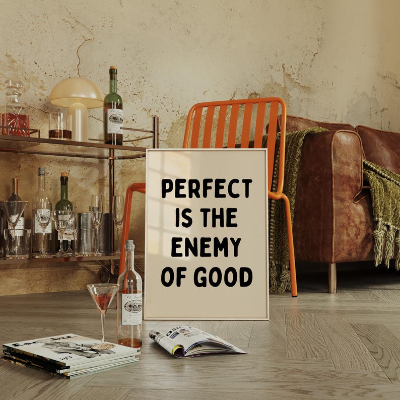 Perfect Is The Enemy Of Good Print, Motivational Wall Art, Inspirational Quote Poster, Modern Home Decor, Office Wall Decor