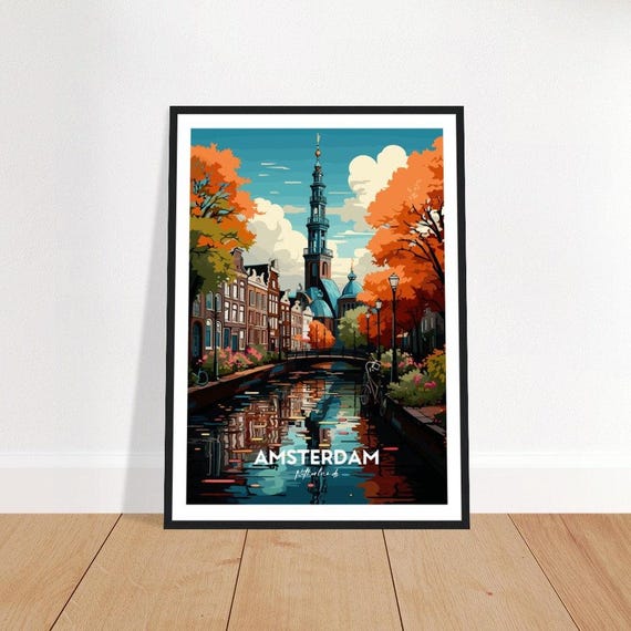 Amsterdam T-Shirt - Watercolor Art Skyline Netherlands Gift Amsterdam T-Shirt - Watercolor Art Skyline Netherlands Gift