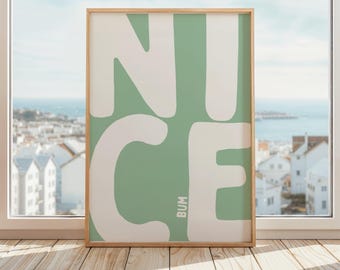 Netter Penner Poster | Schöner Bum Print | Lustige Badezimmer Wand Kunst | Minimalistisches Typografie-Poster | Witzige Wohnkultur | Grün & Weiß