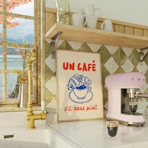 Cute French Café Kitchen Art, Coffee Lover's Print, Decorative Wall Art for Coffee Station, Vintage Style Coffee Décor, Gift for Coffee