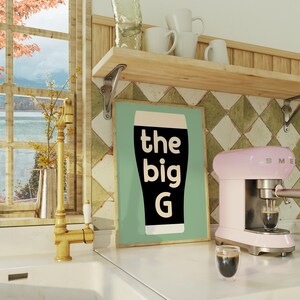 The Big G Poster, Retro Kitchen Wall Art, Coffee Bar Decor, Modern Home Artwork, Unique Kitchen Prints, Vintage-Inspired Wall Hanging