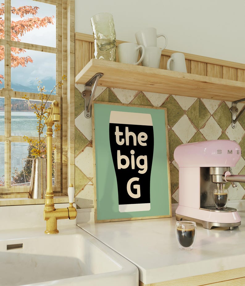 The Big G Poster, Retro Kitchen Wall Art, Coffee Bar Decor, Modern Home Artwork, Unique Kitchen Prints, Vintage-Inspired Wall Hanging