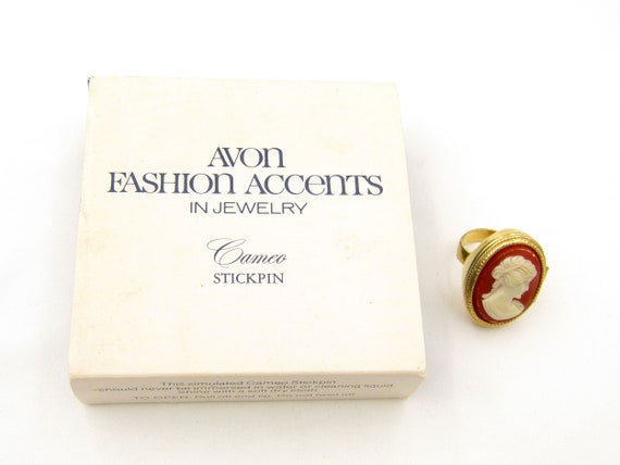Avon Cameo Stick Pin and Perfume Glace Ring - image 2