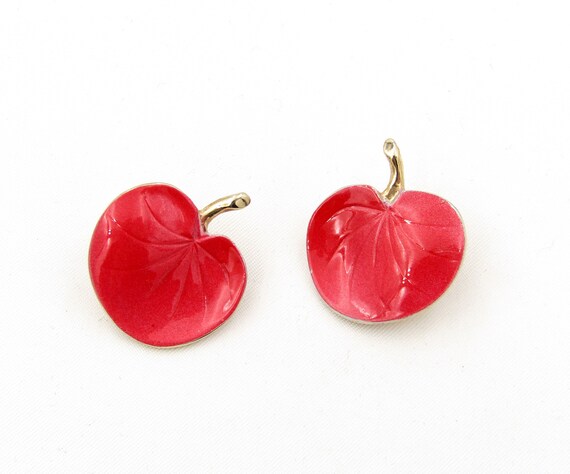 Pastelli Red Lily Pad Earrings - image 1