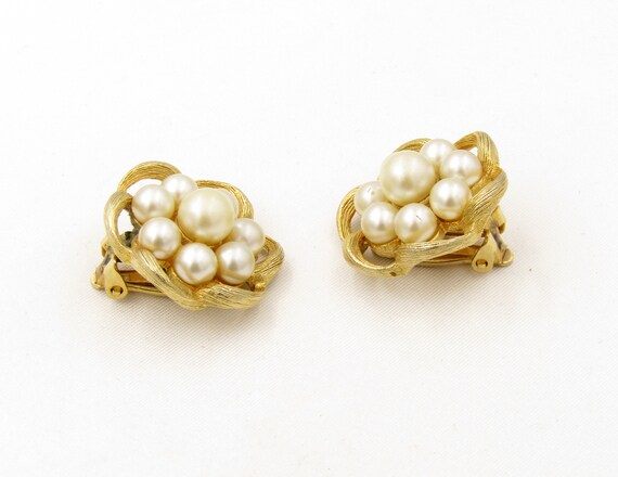 Kramer Vintage Faux Pearl Earrings - image 2