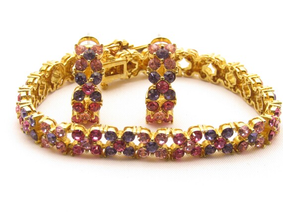 Joan Rivers Pastel Rhinestone Bracelet and Matchin
