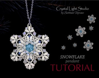 Christmas Snowflake beading pattern, Holiday tree toy ornament pattern, Snowflake bead necklace tutorial, Christmas home decor, DIY Jewelry