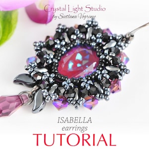 Seed bead earrings beading pattern, Bead pattern for beaded earrings, Pdf instruction swarovski earrings tutorial - ISABELLA