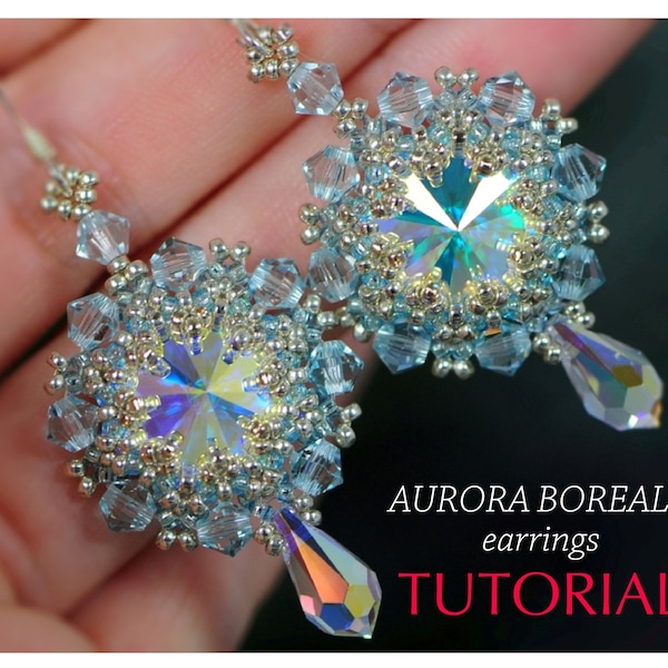 Seed bead earrings pdf pattern, Beading pattern beaded earrings, DIY beadweaving tutorial - AURORA BOREALIS