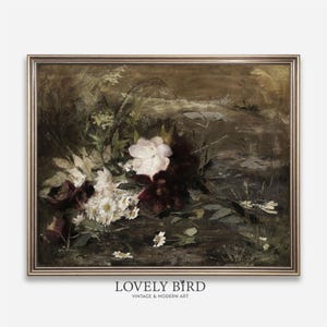 Water Lilies Landscape Print: Vintage Floral Cottage Art (Digital Download