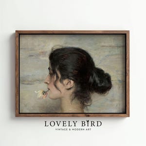 Woman with Flower Portrait: Vintage Feminine Art (Digital Download)