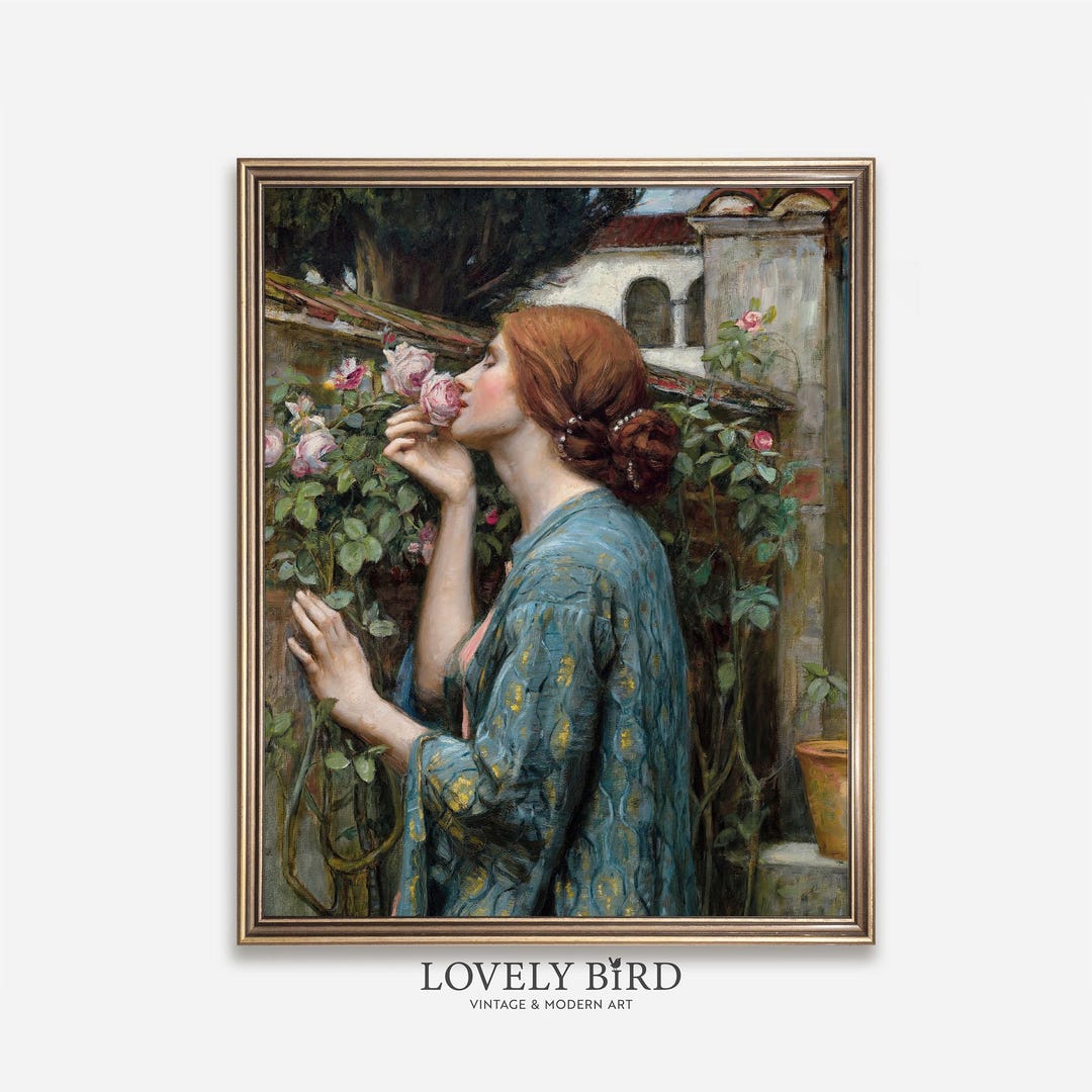 Vintage Woman With Roses Print: Victorian Lady Portrait (digital ...