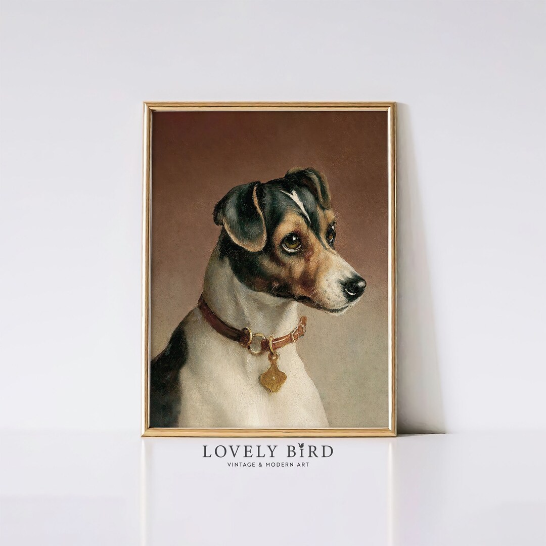 Vintage Dog Wall Art PRINTABLE, Moody Animal Print Digital Download