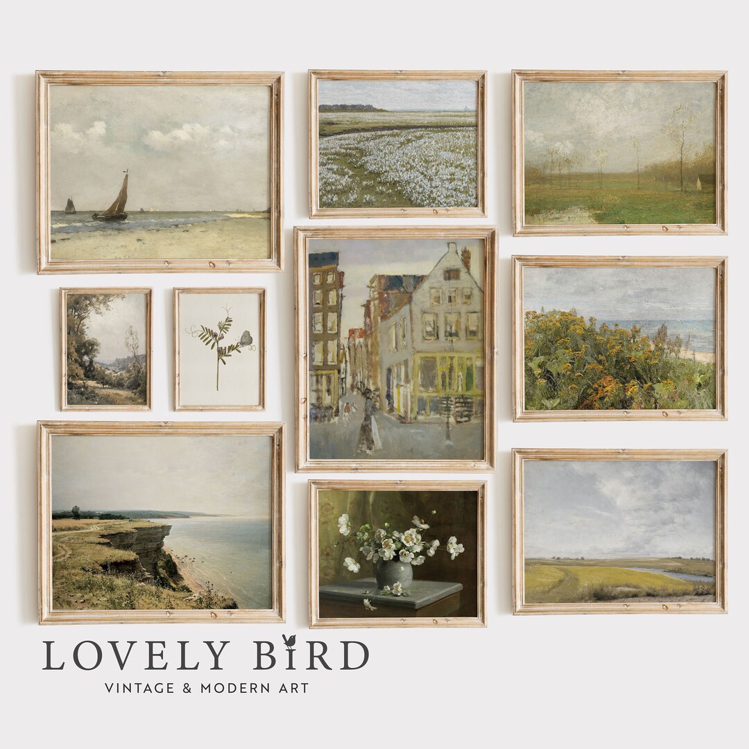 Country Gallery Wall Art Set, PRINTABLE Vintage Farmhouse Landscape ...