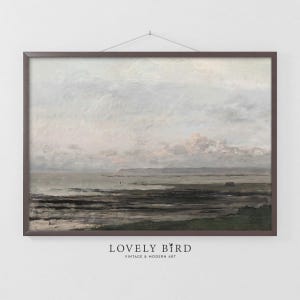 Descarga digital de pintura costera vintage, arte de pared con paisaje rústico imprimible, obra de arte con impresión del océano para el baño, decoración de cocina estilo cabaña n.° 282