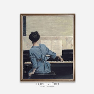 Vintage Woman Pianist Painting: Music Room Wall Art (Digital Download) #436