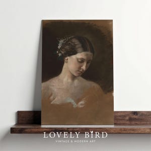 Vintage Woman Portrait Print: Moody Cottagecore Art (Digital Download)