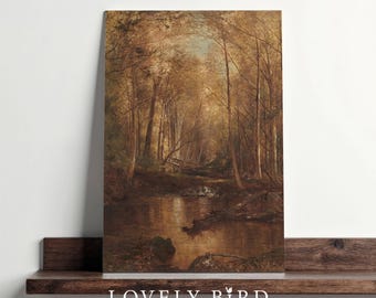 Vintage Fall Landscape Print, Moody Cottagecore Printable Wall Art, Rustic Autumn Farmhouse Decor