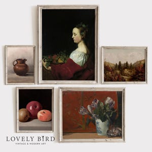 Moody French Cottage Painting Set: Vintage Farmhouse Gallery Wall (Digital Download) #S5-7