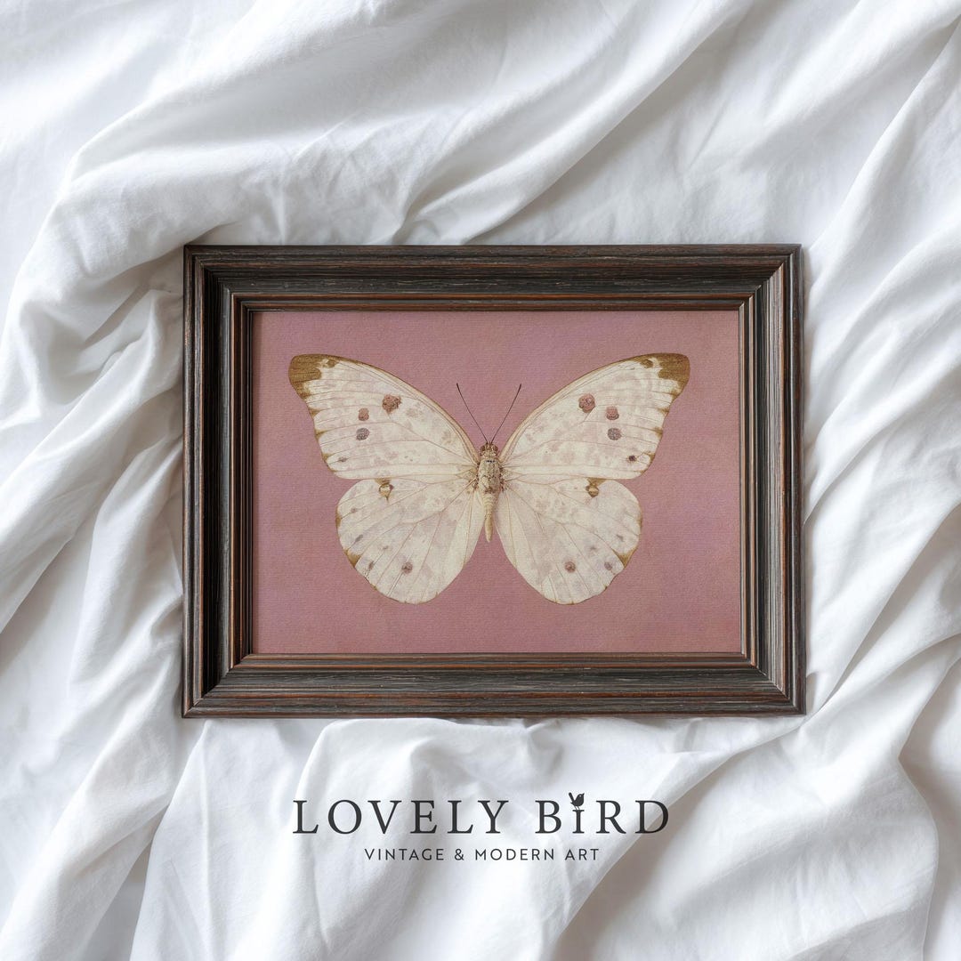 Vintage Butterfly Print Pink, Nursery Wall Art, Instant Download ...