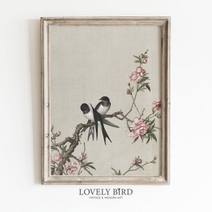 Póster de pájaro vintage (descarga digital), impresión de arte mural para habitación infantil, decoración instantánea para dormitorio infantil antiguo, pintura con núcleo de cabaña moderna n.° 1031