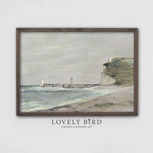 Póster de faro vintage (descarga digital), impresión estilo cottagecore costero para sala de estar, pintura de casa de playa, decoración de dormitorio sobre la cama #222