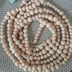 Natural Wooden Bead Christmas Garland: Farmhouse Style, 3 meters
