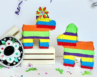 Mini Donkey Piñata, Mexican Fiesta Party Favor, Colorful Burro Decoration