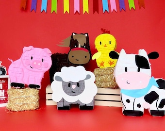 Mini Farm Animal Pinata, Cow, Pig, Horse, Chicken, Sheep Party Favors