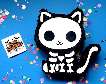 Cat Skeleton Mini Piñata, Halloween Party Decoration