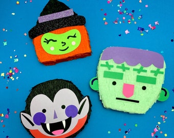 Halloween Mini Pinatas: Frankenstein, Witch, Vampire Party Decorations