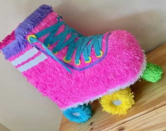 3D Rollerblade pinata!- Skate pinata!-Three dimensional-Rollerblade decoration-Rollerblade party theme-Pink Rollerblade-Fiesta de Patines