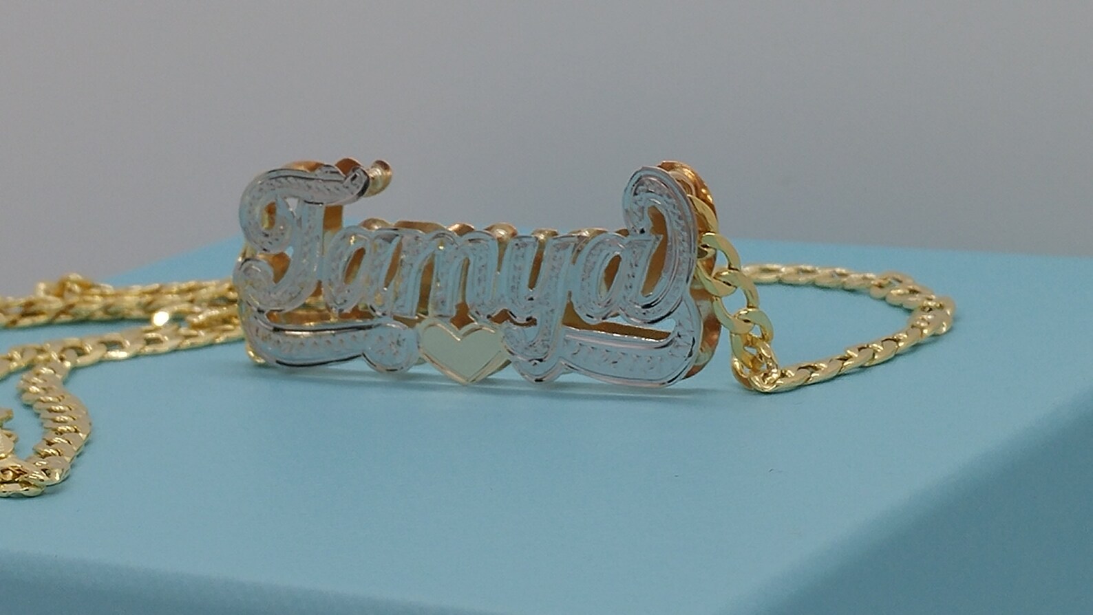 Personalized Double Plate NAME NECKLACE SET 10K Gold 10K Etsy