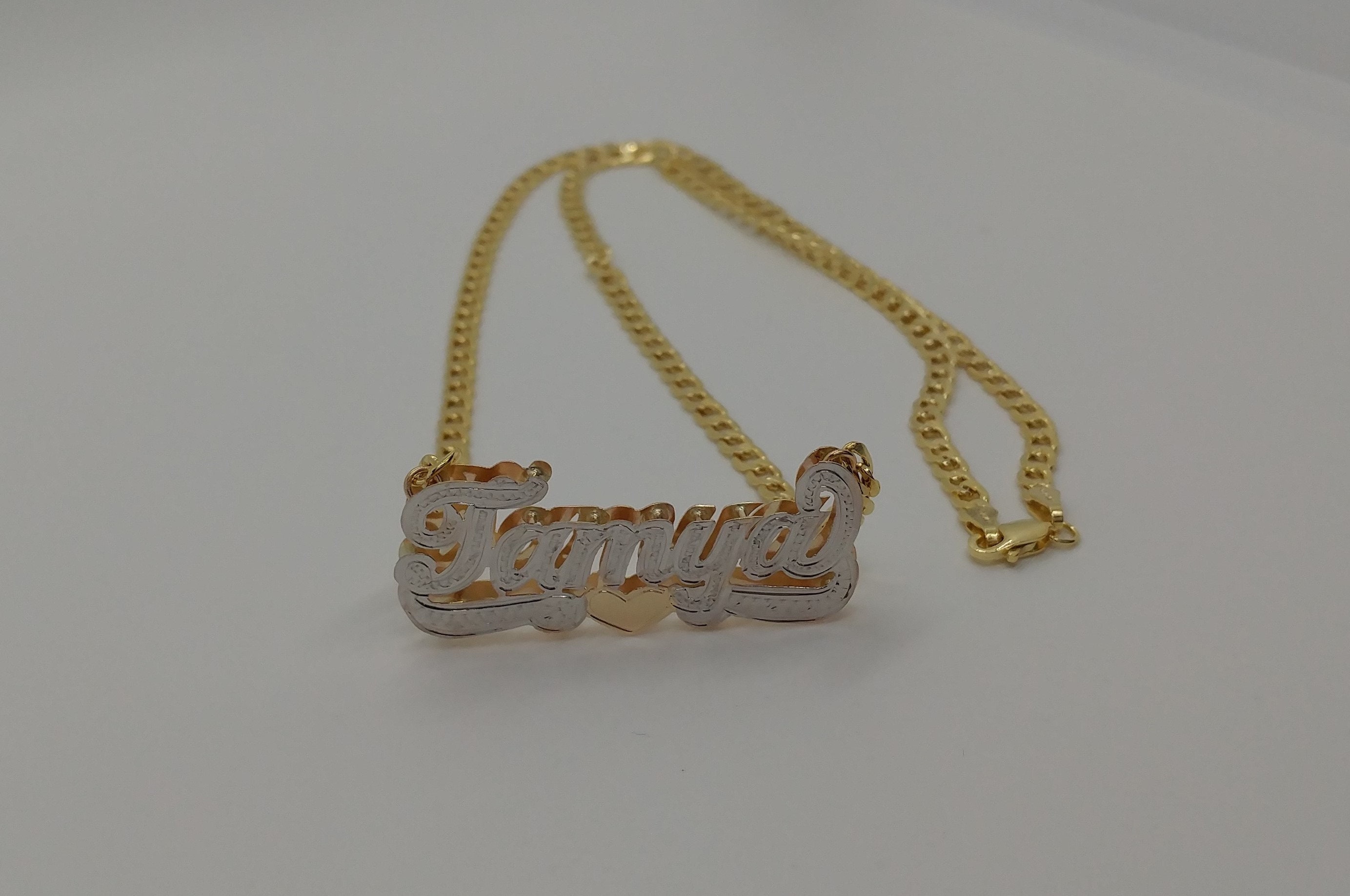 Personalized Double Plate NAME NECKLACE SET 10K Gold 10K Etsy