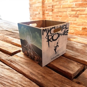 VINYL/RECORD STORAGE bin with your Favorite Bands Album Art