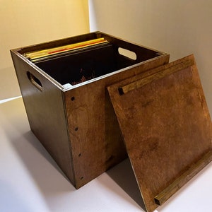 VINYL/RECORD STORAGE bin Solid Birch Record Storage Bin with Lid - * free shipping