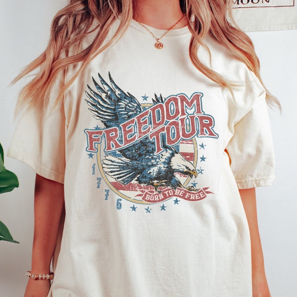 Vintage Freedom Graphic Tee / Eagle Comfort Colors® Shirt / Retro Fourth Of July TShirt / Comfort Colors® Patriotic Shirt